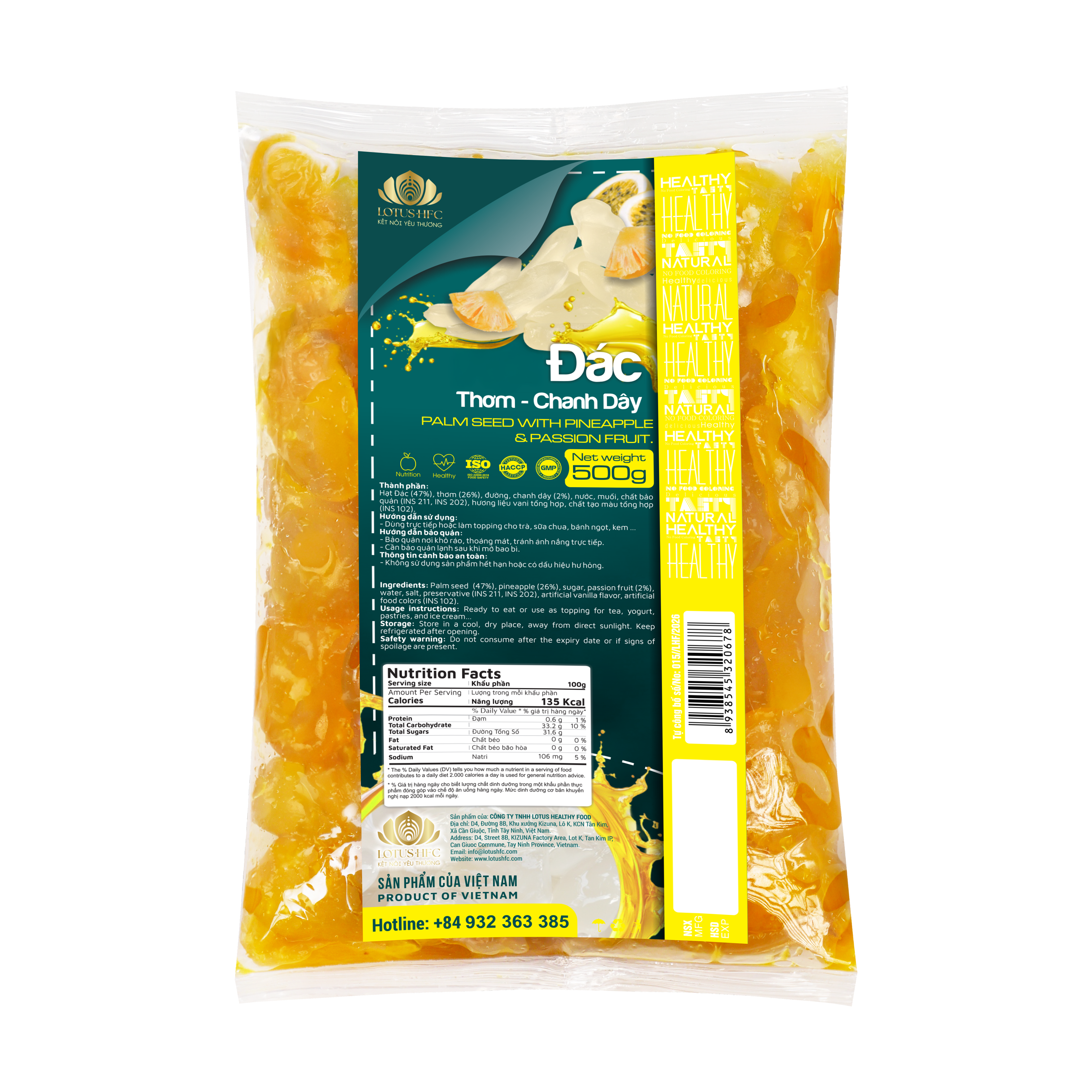 Hạt đác rim thơm chanh dây túi 500gr